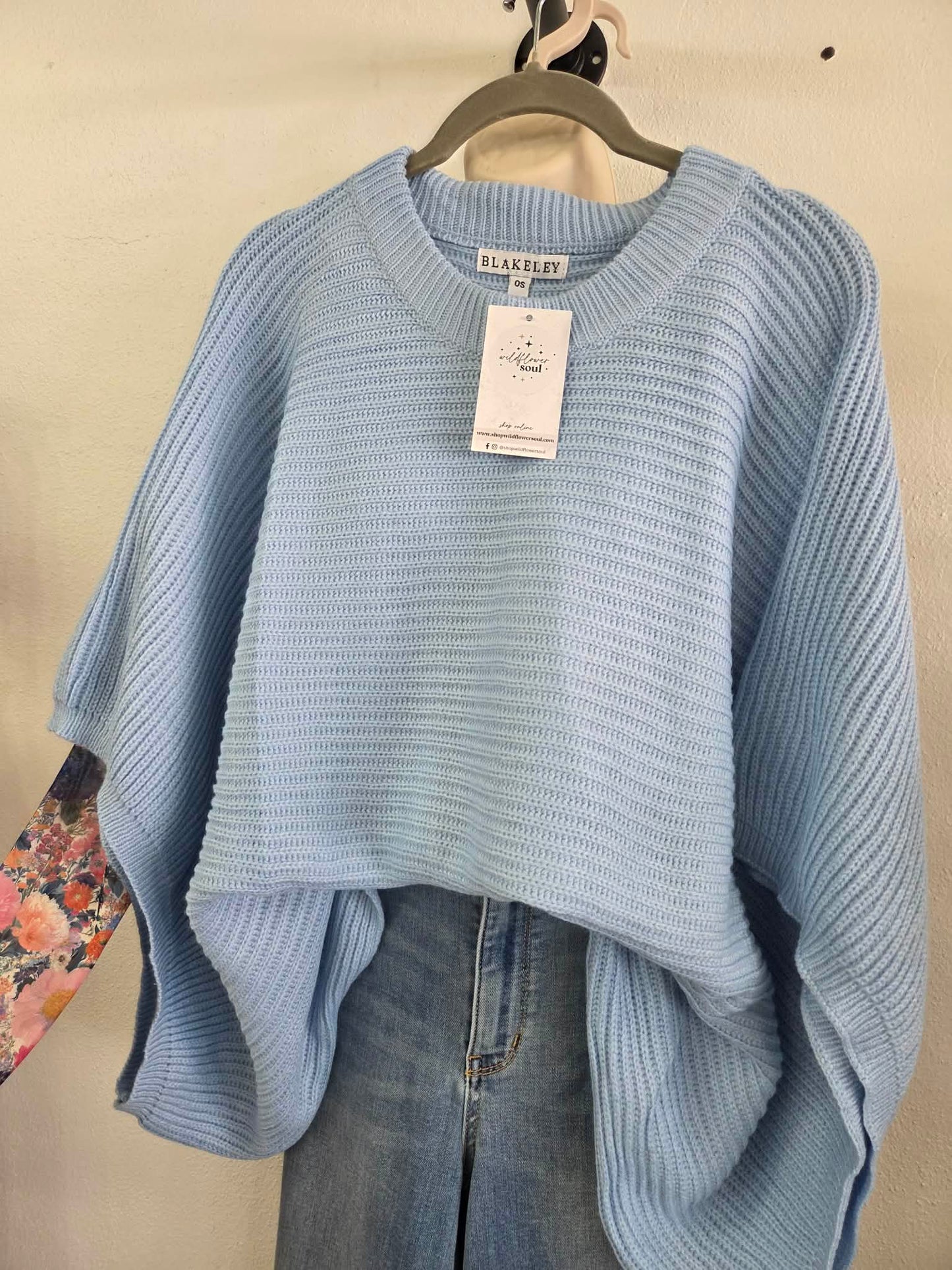 Blakely Blue Pullover Poncho