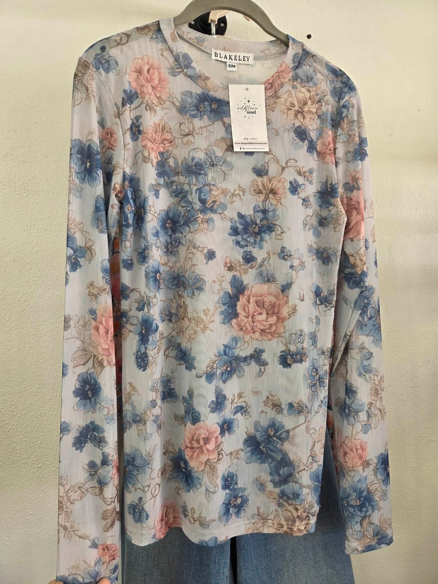 Blakely Blue Floral Mesh