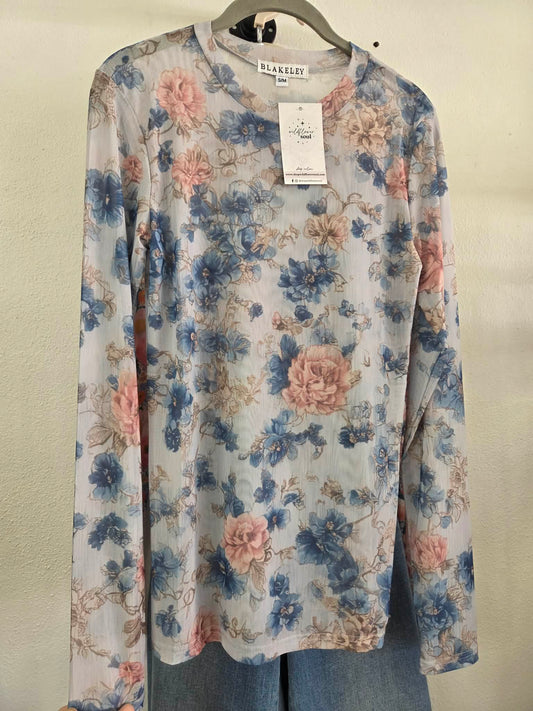 Blakely Blue Floral Mesh