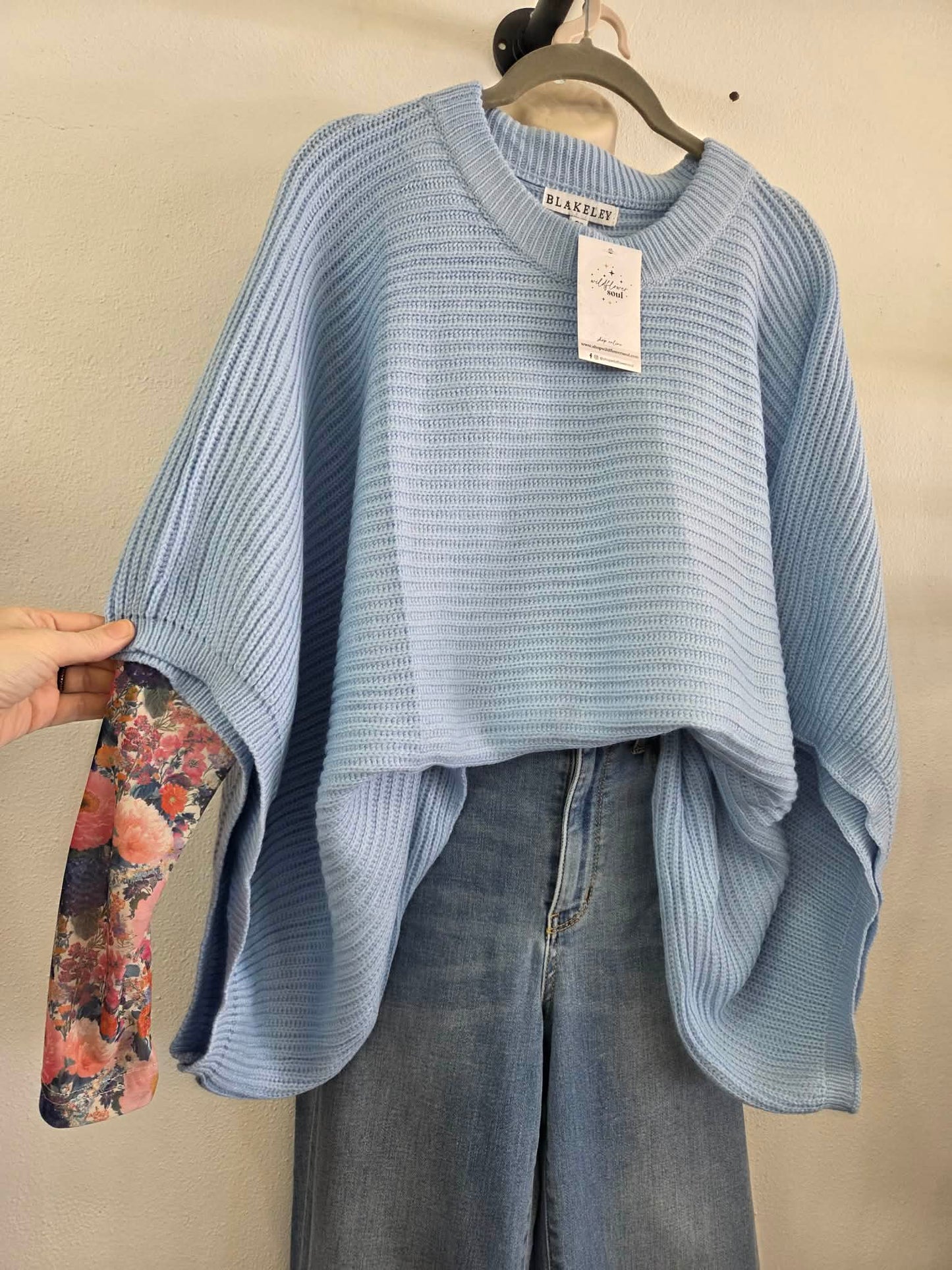 Blakely Blue Pullover Poncho