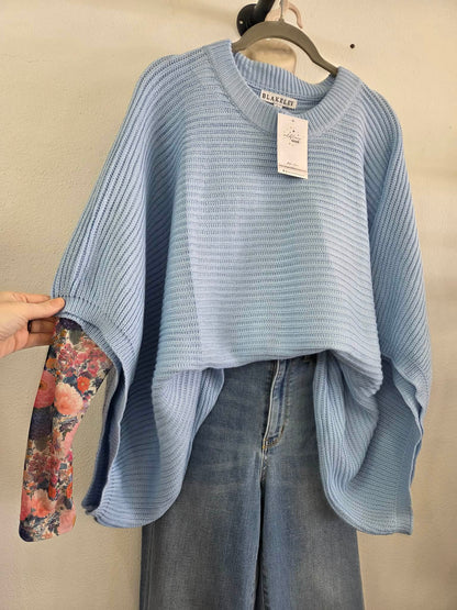 Blakely Blue Pullover Poncho
