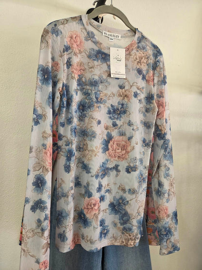 Blakely Blue Floral Mesh