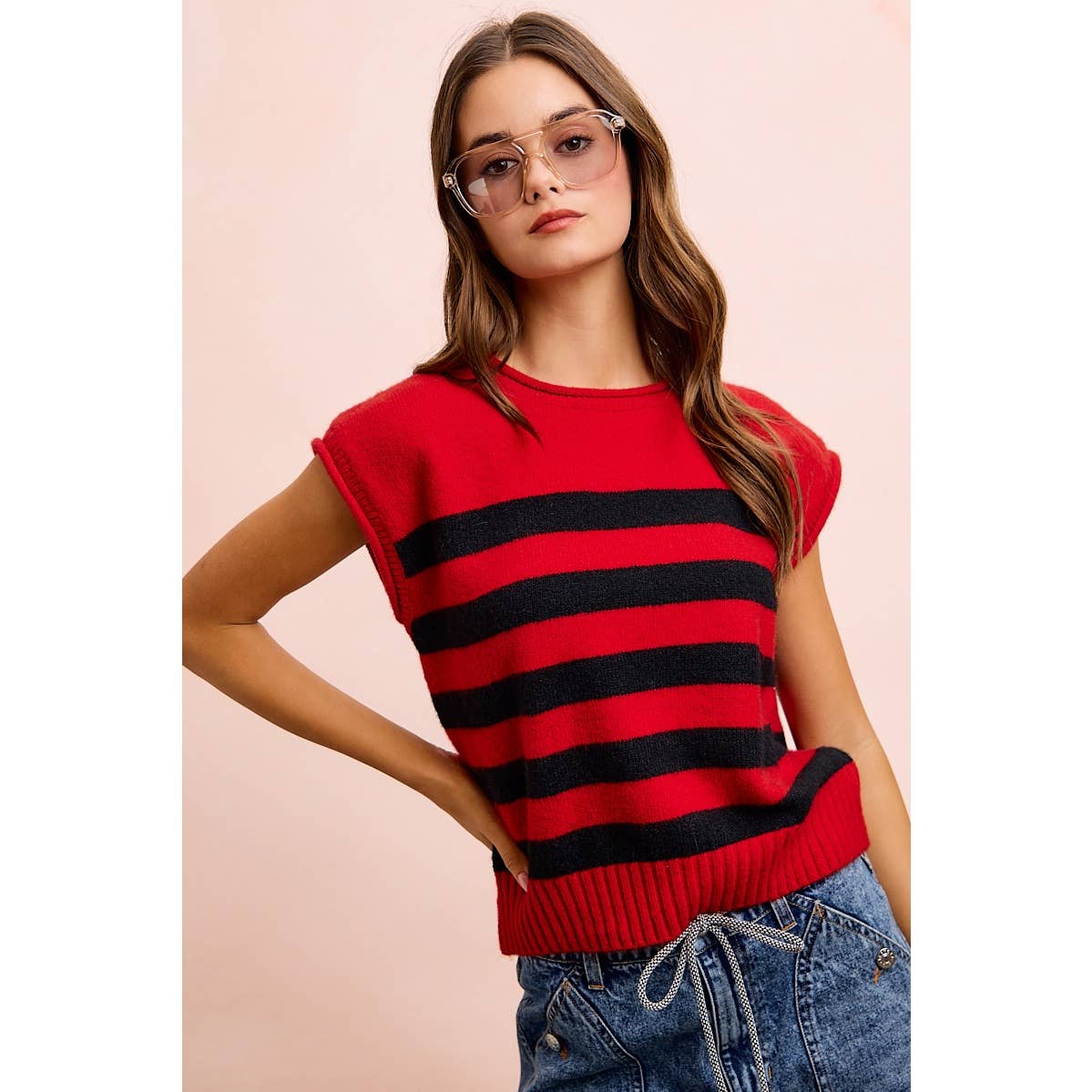 Gameday Striped Sleeves Knit Top