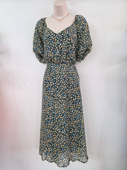 Haptics Navy Floral Chiffon Dress