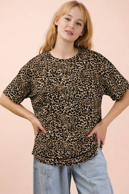 Oversized Leopard Printed Knit Top