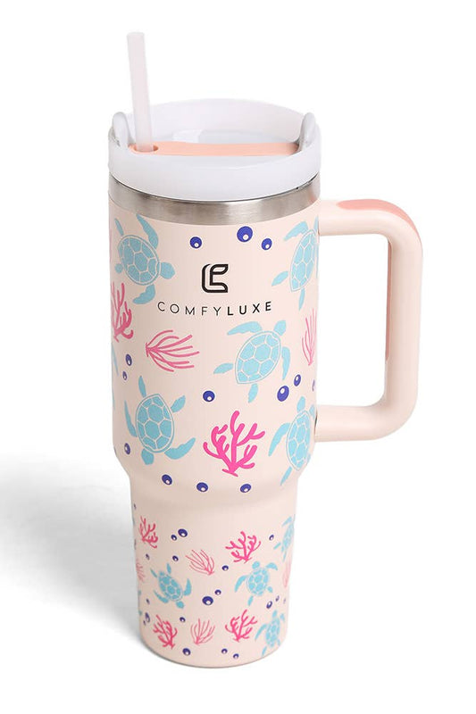 Turtle Coral 40oz Handle Tumbler