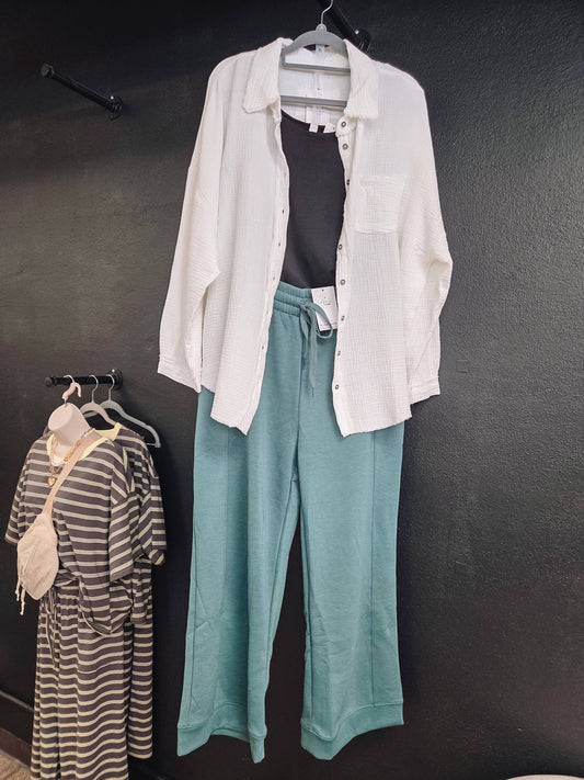 Plus - Scuba Drawstring Pants - Jade