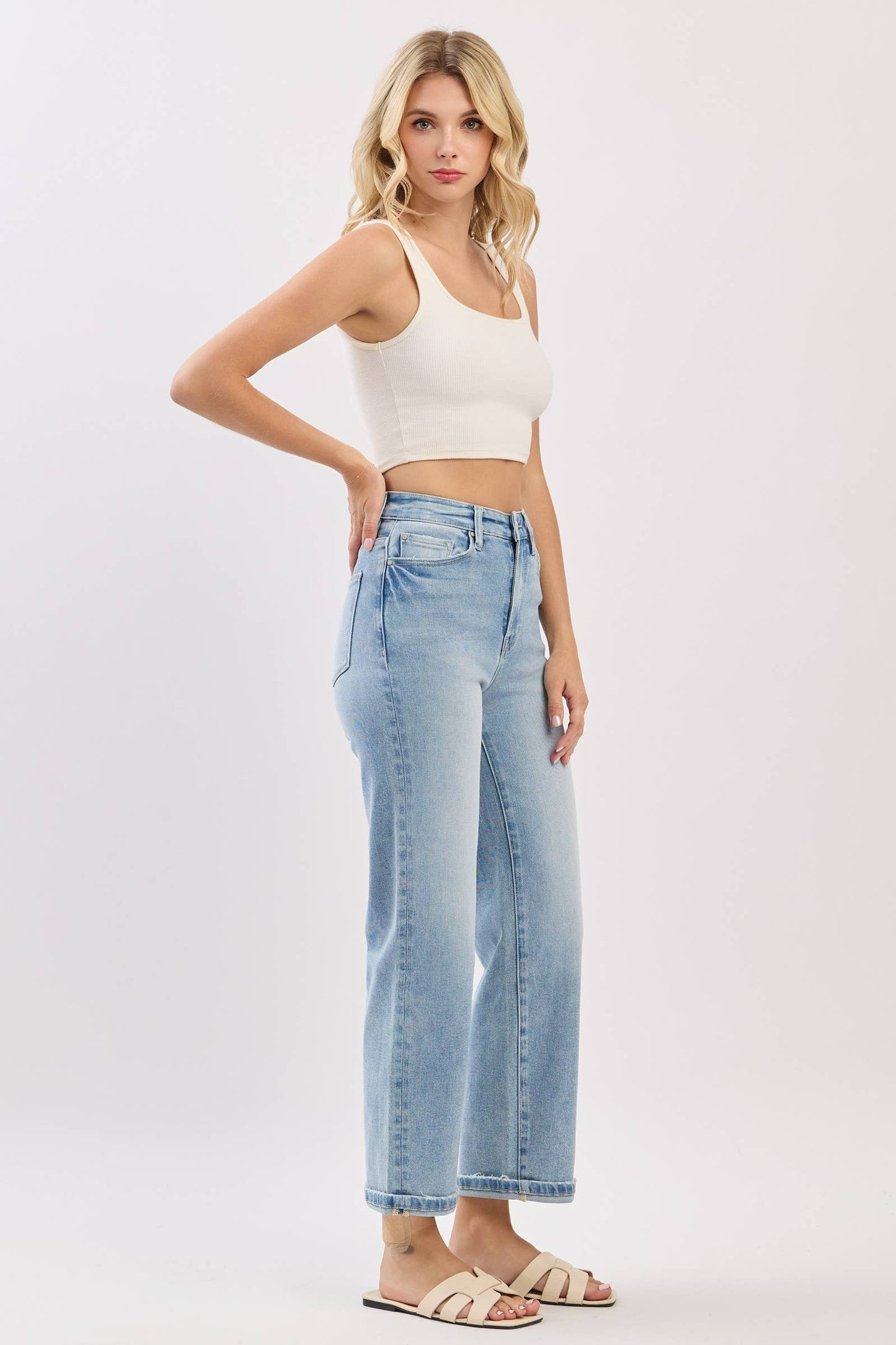 High Rise Stretch Relaxed Straight Jeans