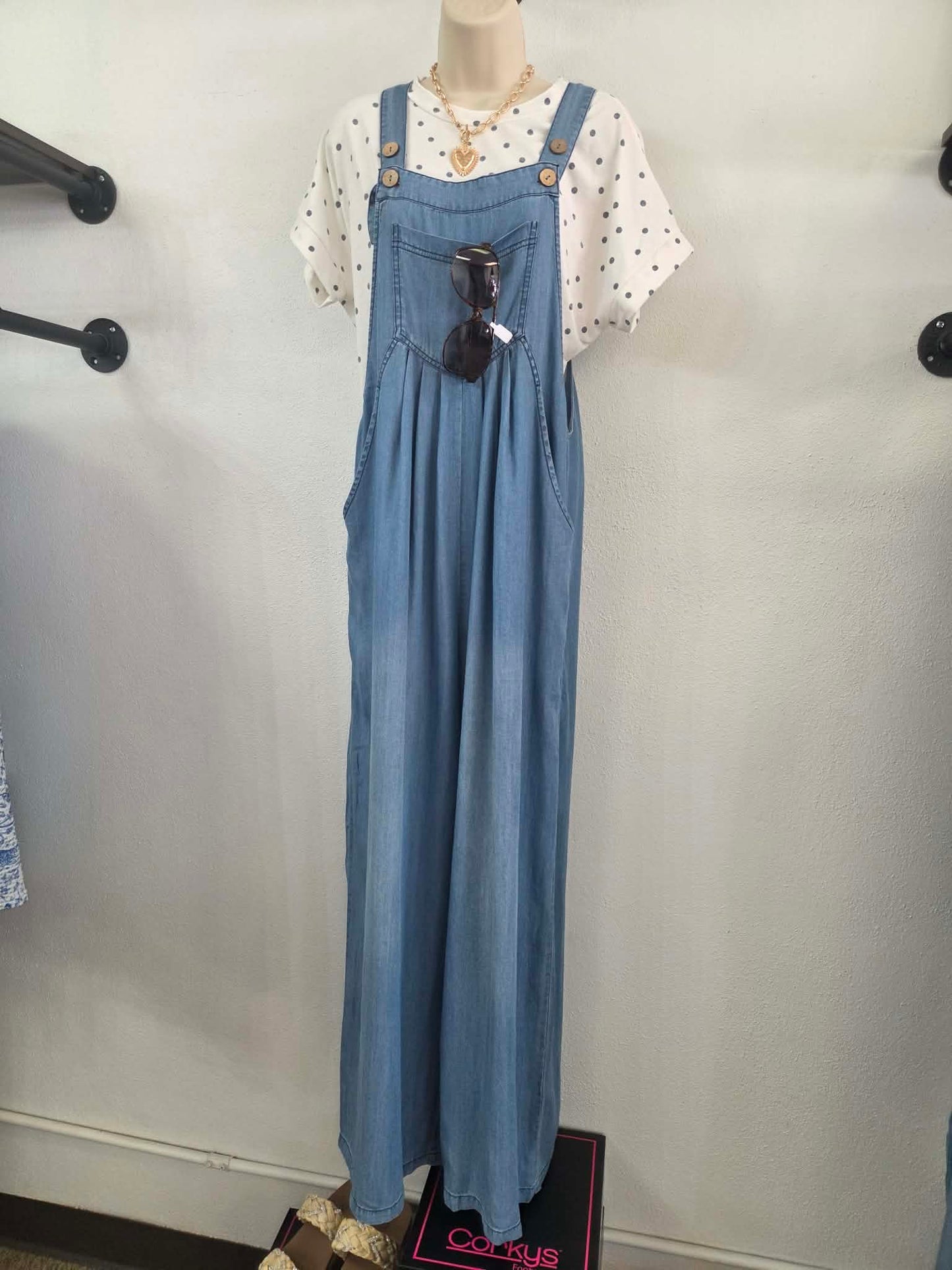 Oddi Washed Chambray Overall Jumpsuit