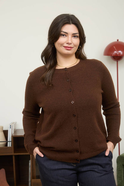 PLUS ROUND NECK BUTTON DOWN LONG SLEEVE CARDIGAN