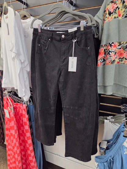Zenana Barrel Leg Black Denim Jeans
