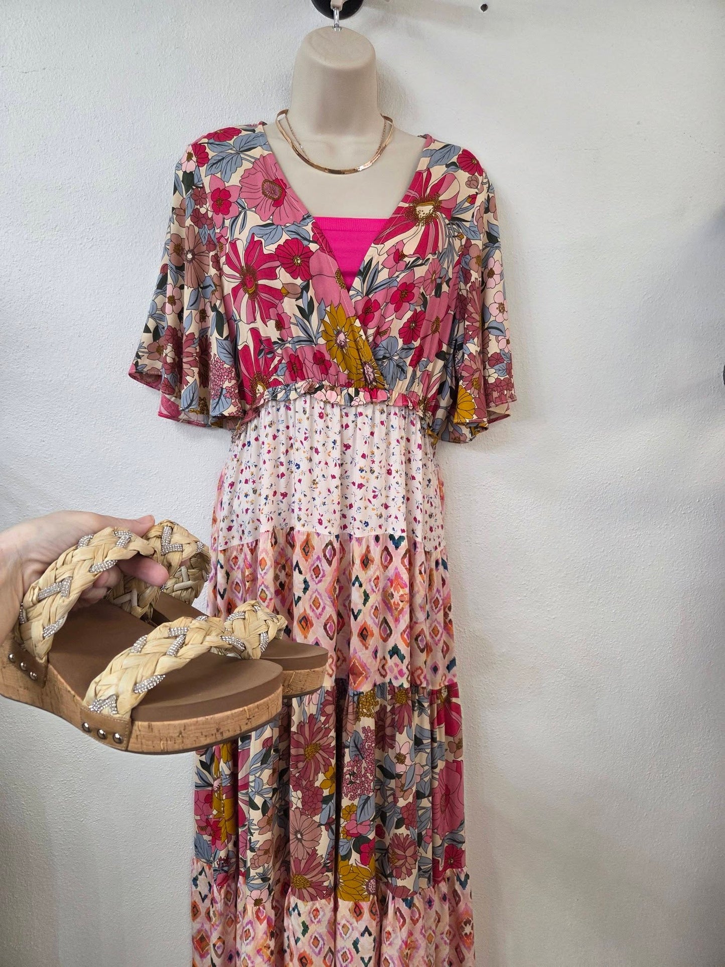 BiBi Floral Mix and Match Midi Dress