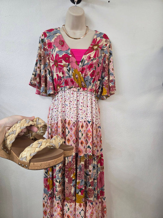 BiBi Floral Mix and Match Midi Dress