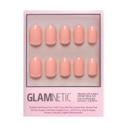Peach Coral Press-On Nails | Short Round Solid Nail