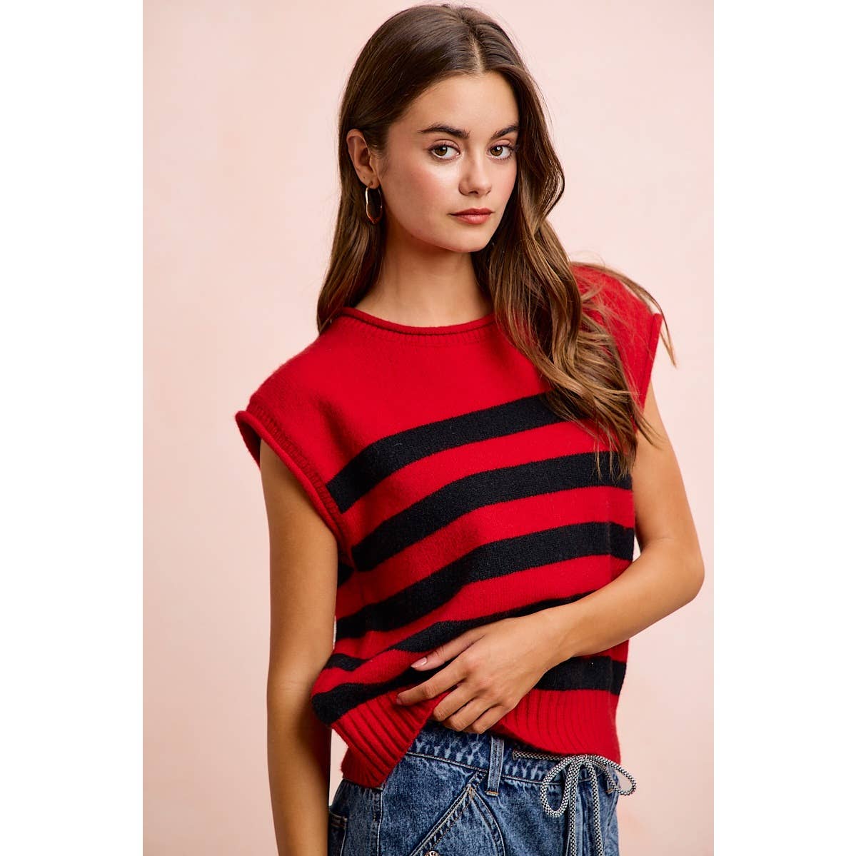 Gameday Striped Sleeves Knit Top