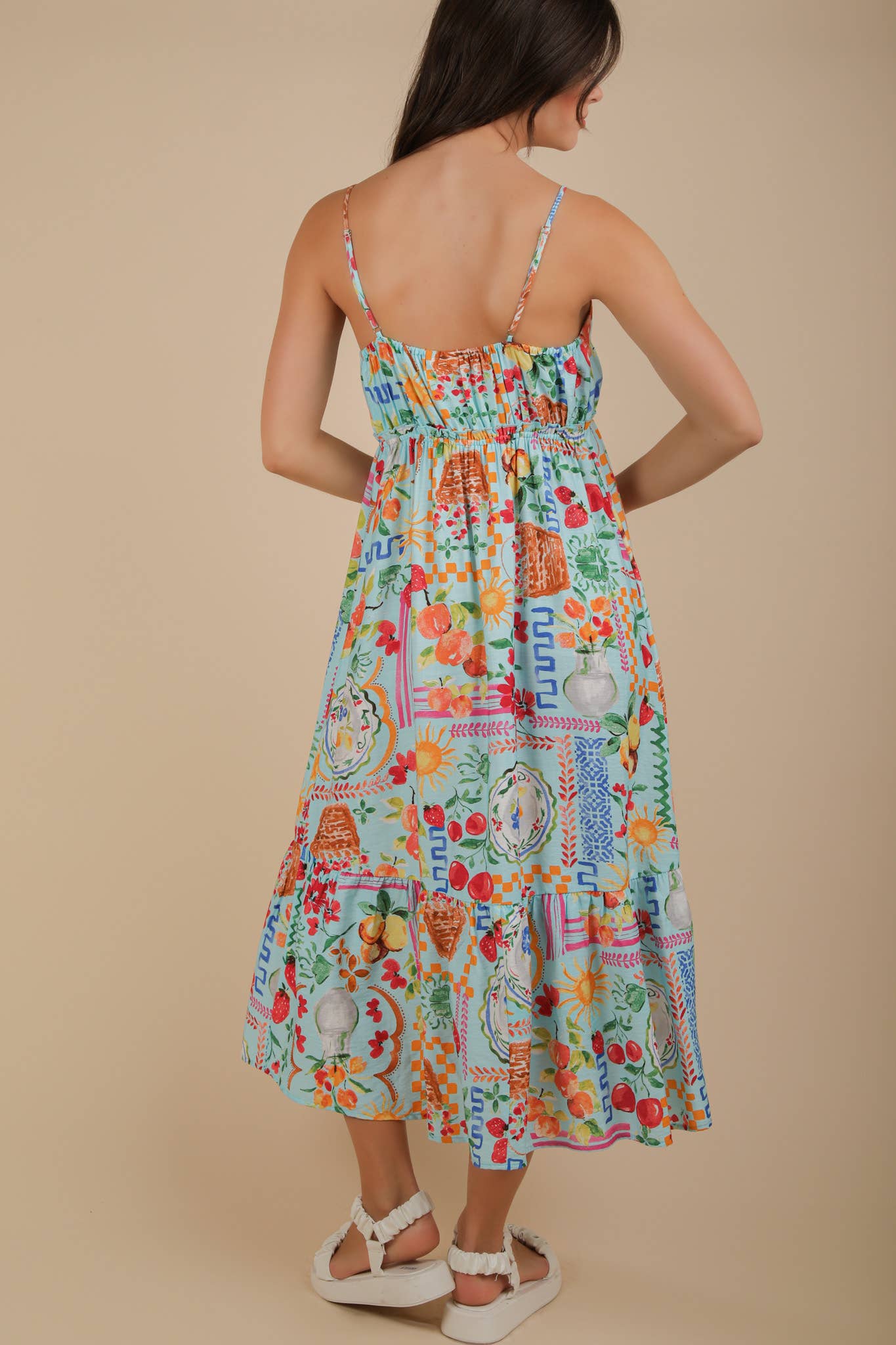 Printed Button Down Midi Dress