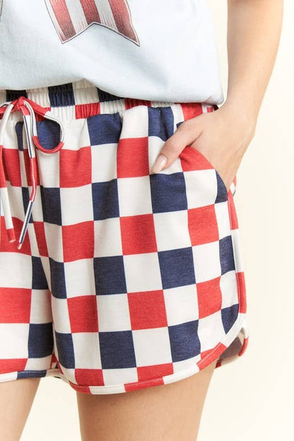 Red White & Blue Checkered Shorts