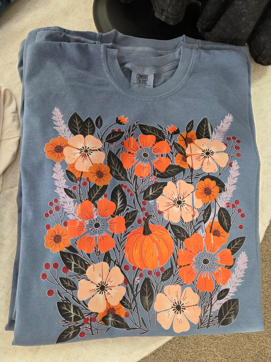 Floral Pumpkins Fall Graphic Tee (Pre-Order)