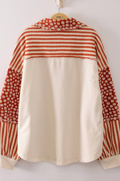New Me - Daisy Stripe Contrast Top - Ivory