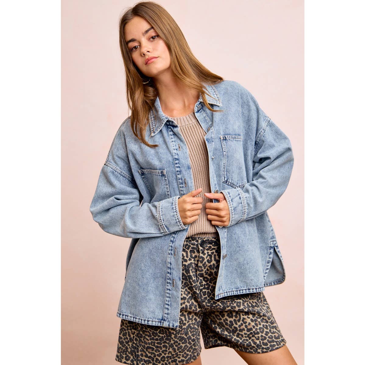 BiBi Washed Denim Shirt Jacket