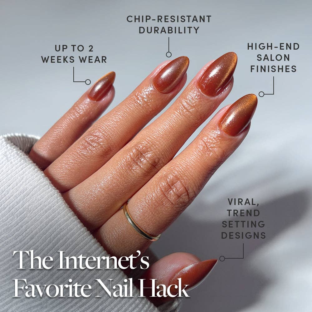Sicilian Sun Press-On Nails | Brown Velvet Short Almond