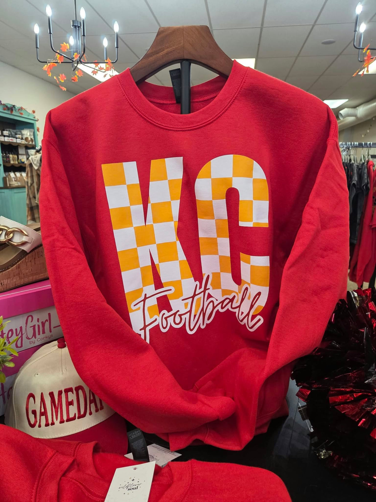 KC Checkered Football - Sweatshirt (Pre-Order)