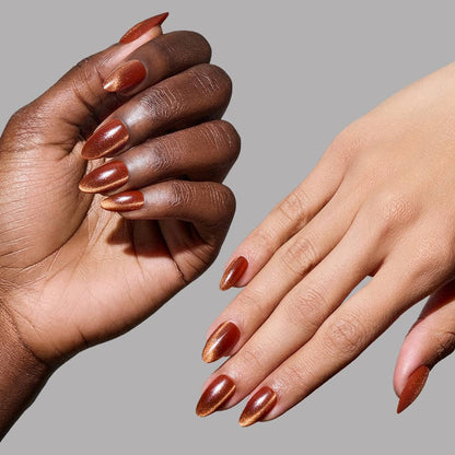 Sicilian Sun Press-On Nails | Brown Velvet Short Almond
