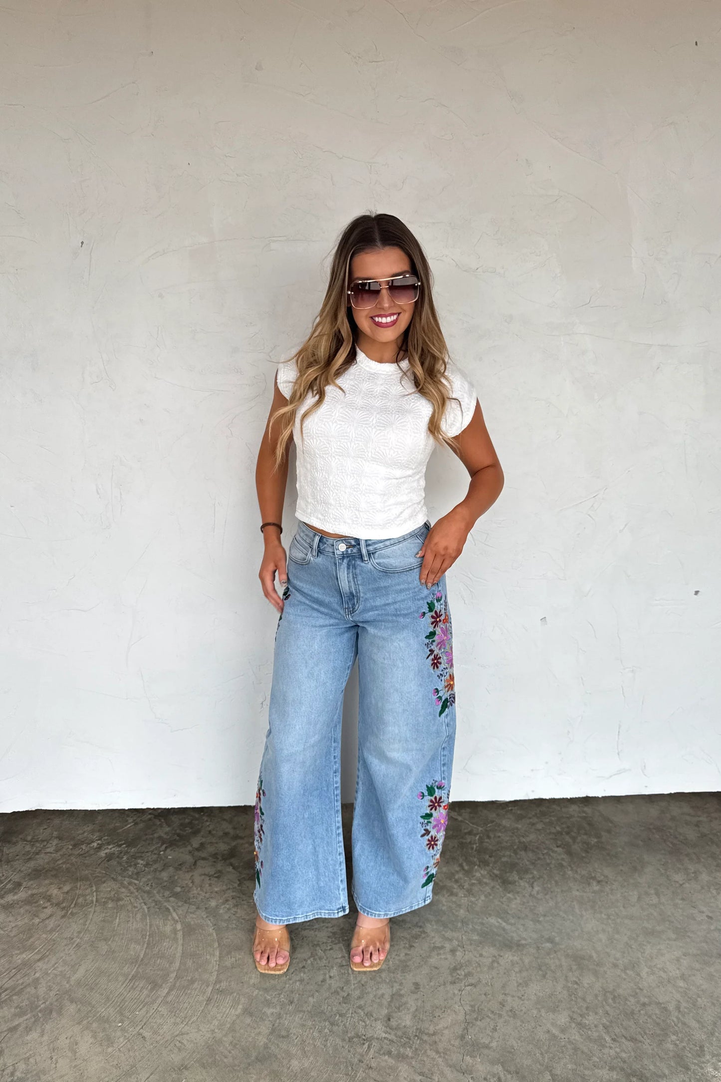 Blakely Jeans - Evie Floral Embroidered