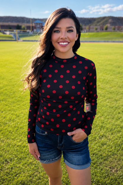 Kickoff Season Black and Red Mesh Top