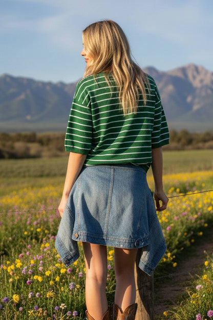 Sewn and Seen Striped Knit Short Sleeve Top