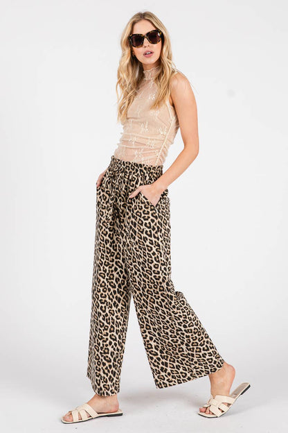 Sewn and Seen Leopard Print Wide Leg Pants