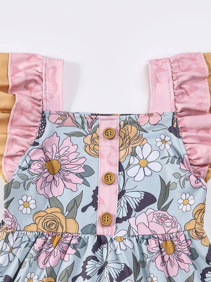 Aqua Butterfly Garden Girls Dress