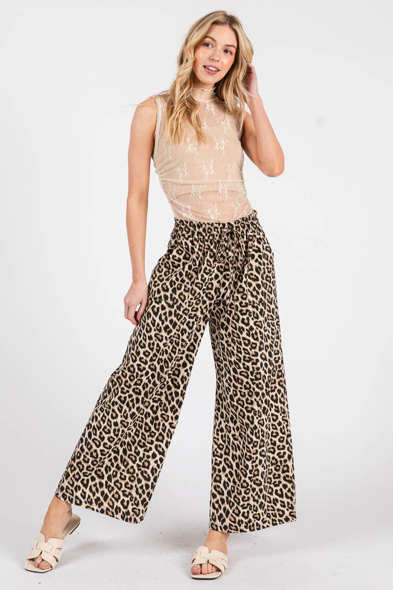 Sewn and Seen Leopard Print Wide Leg Pants
