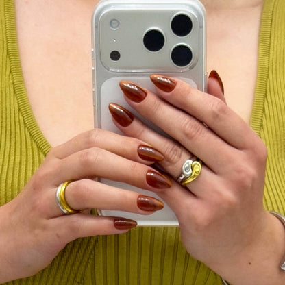 Sicilian Sun Press-On Nails | Brown Velvet Short Almond