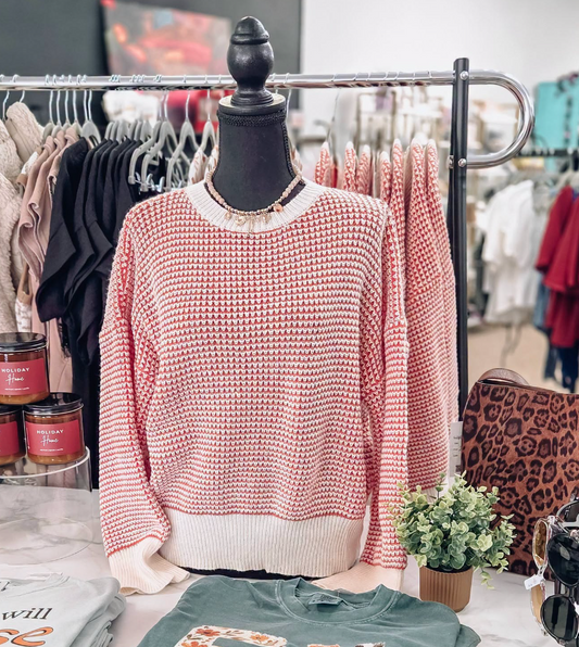 Michelle Mae - Charlotte Sweater - Orange and Ivory