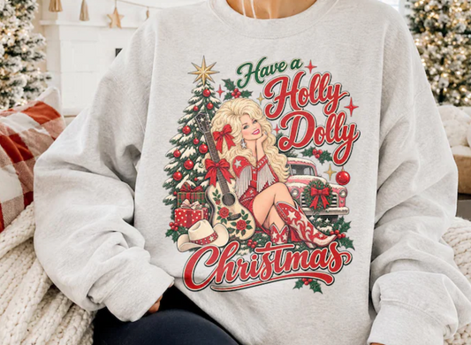 Have a Holly Dolly Christmas - Ash Grey Sweatshirt (Pre-order)