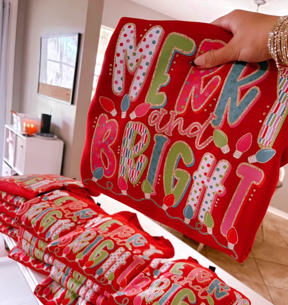 Merry and Bright - Red Sweatshirt (Pre-order)