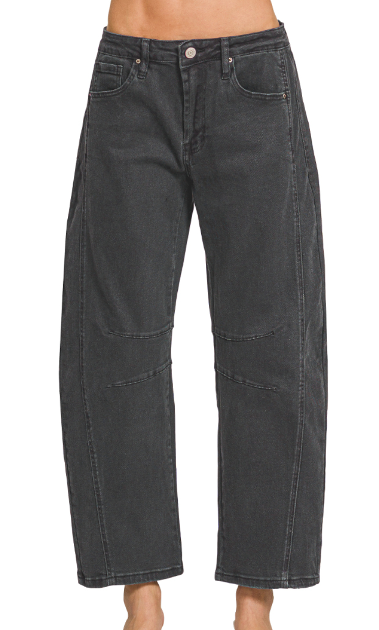 Zenana Barrel Leg Black Denim Jeans