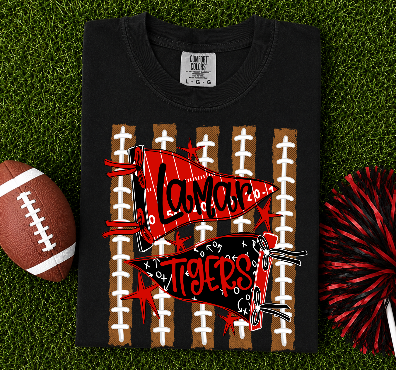 Lamar Tigers Team Flags - Comfort Colors Tee (Pre-order)
