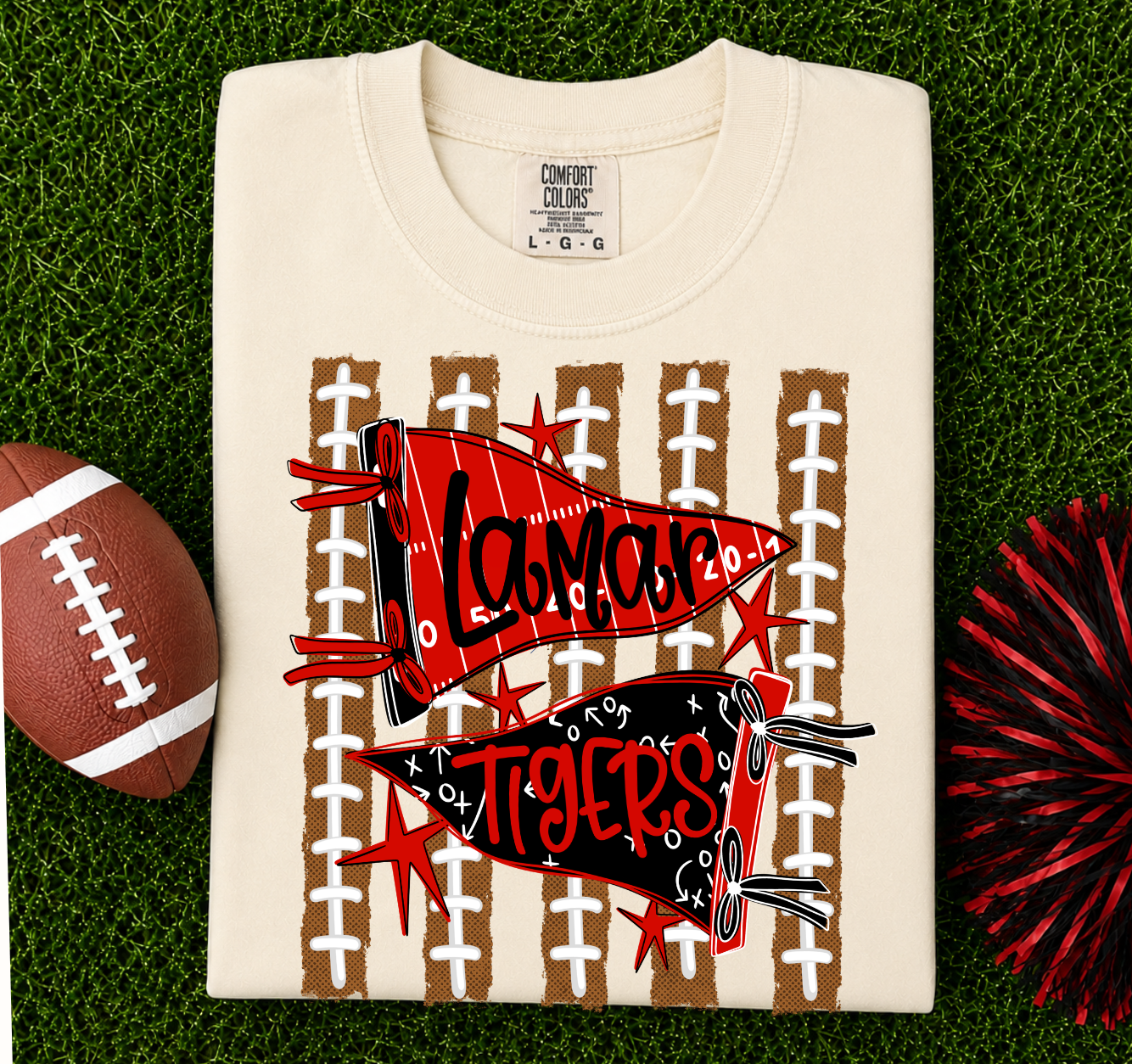 Lamar Tigers Team Flags - Comfort Colors Tee (Pre-order)
