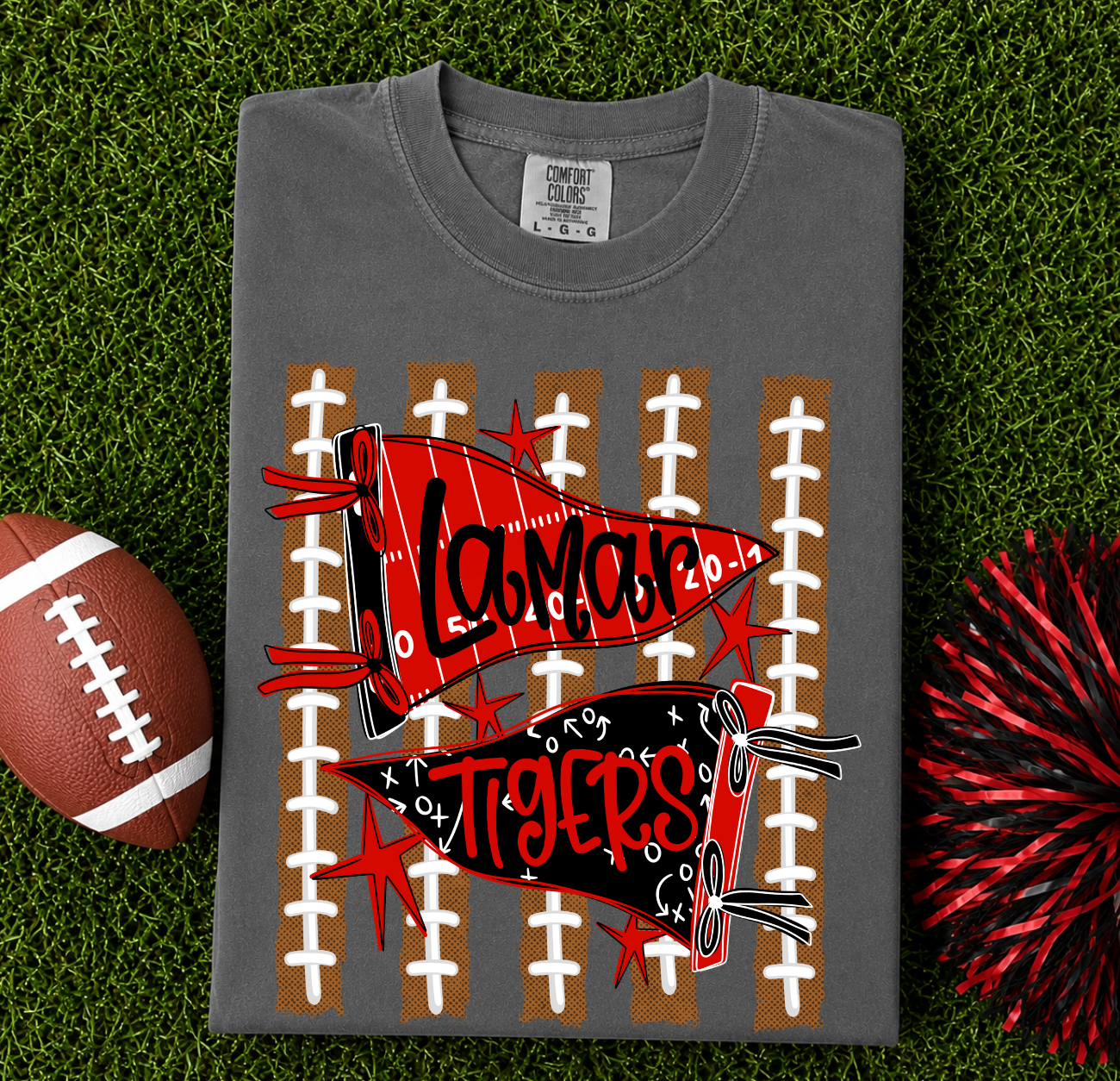Lamar Tigers Team Flags - Comfort Colors Tee (Pre-order)