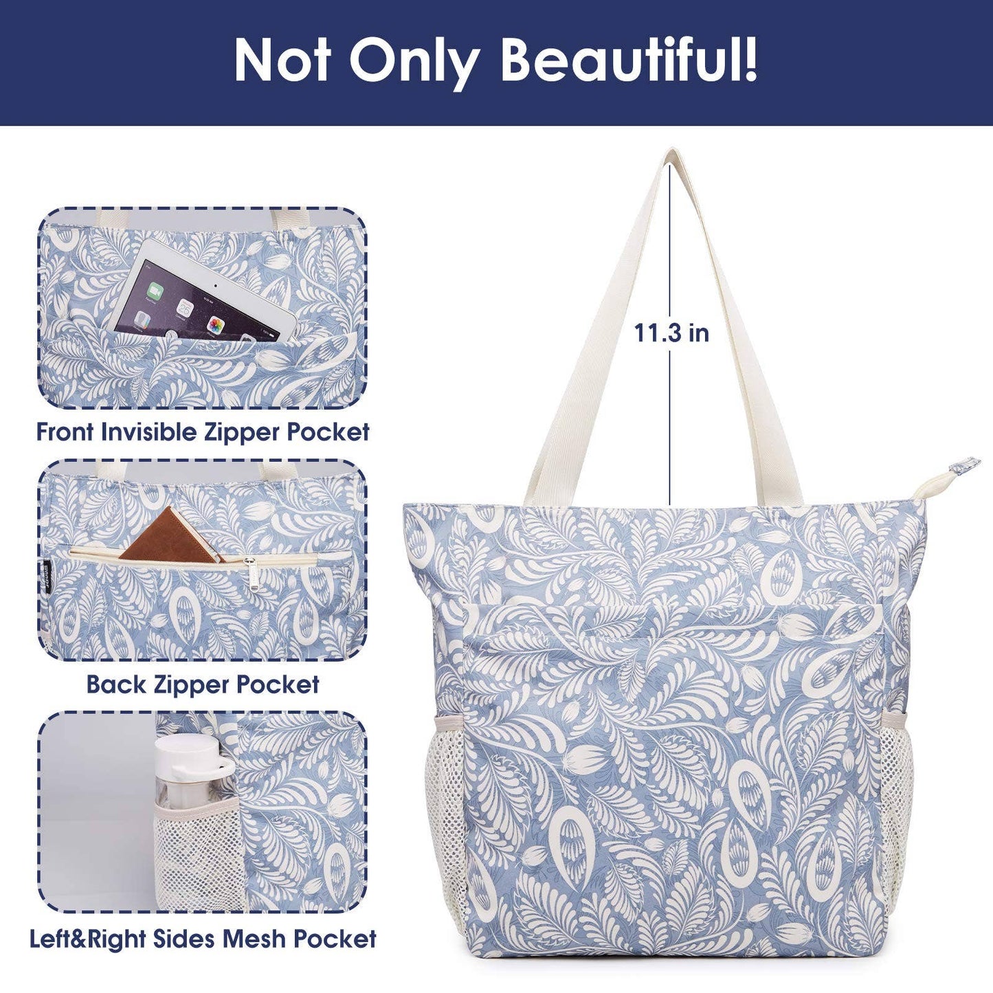 WANDF Water-resistant Beach Shoulder Tote Bag for Women