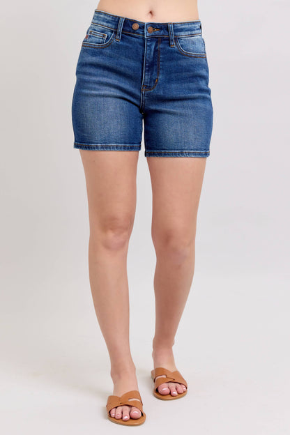 Judy Blue High Waisted 2 Button Mid Length Dad Shorts