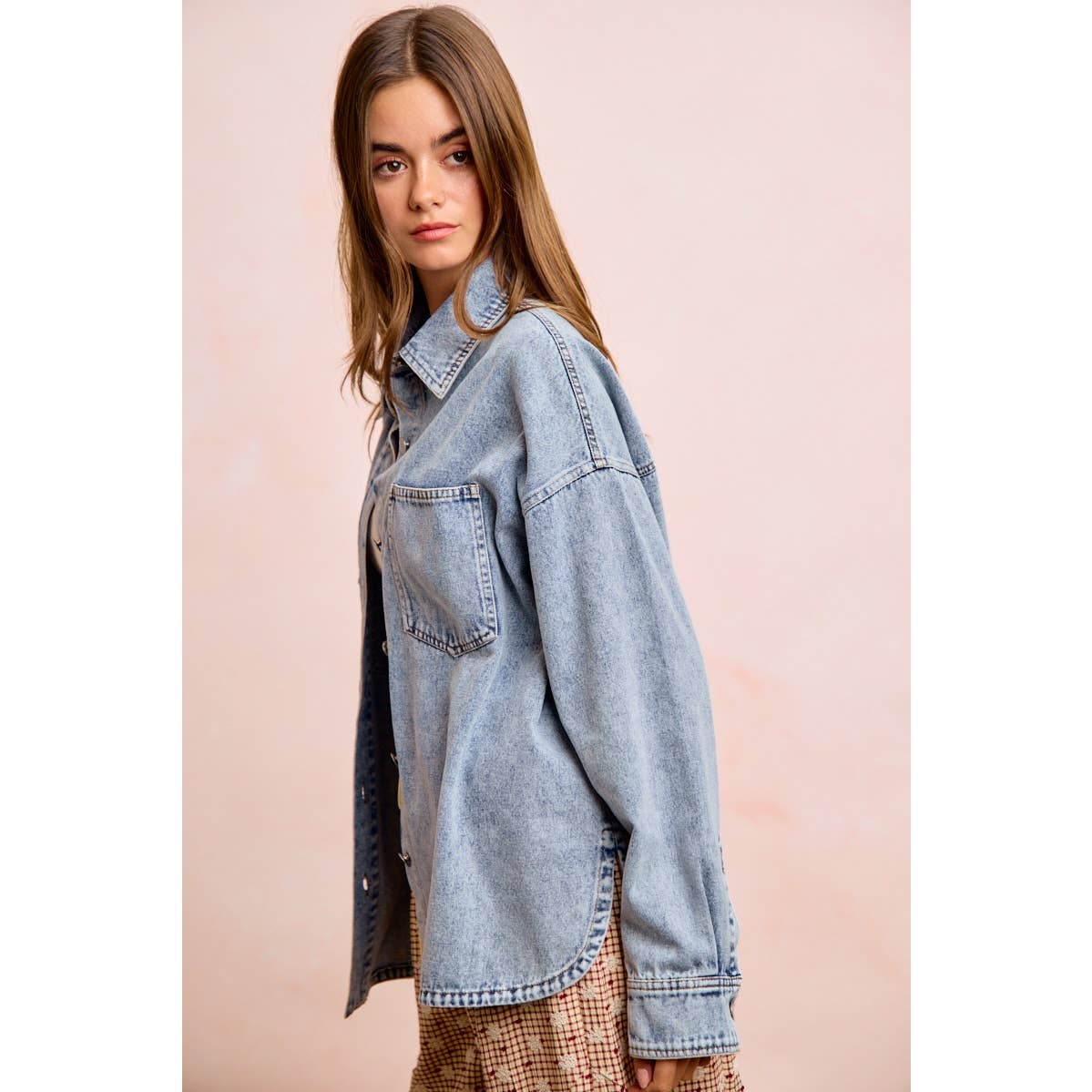 BiBi Washed Denim Shirt Jacket