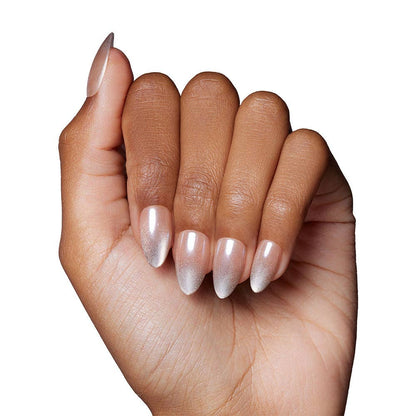 Polar Night Press-On Nails | Short Almond Silver Velvet