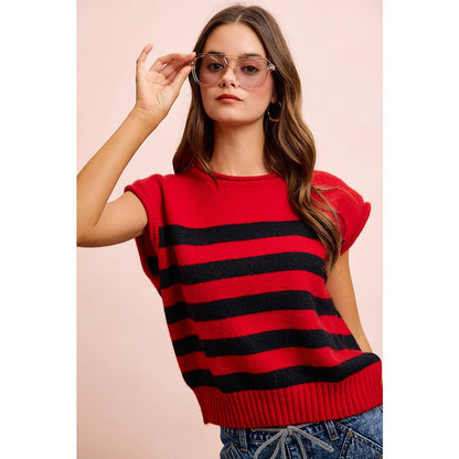 Gameday Striped Sleeves Knit Top