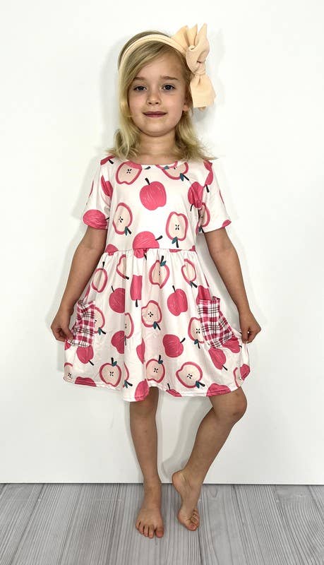 Plaid Apple Girls Dress
