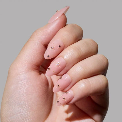 Pink Comet Short Almond | Lavender Gems Gold Foil 3D