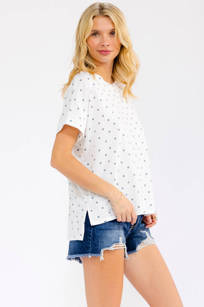 Polka Dot Short Sleeve Top