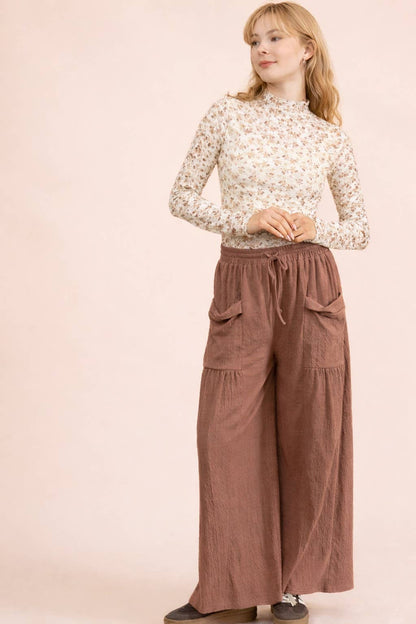 Wide Leg Comfy Knit Pants: BRICK